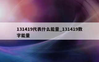 131419 代表什么能量_131419 数字能量