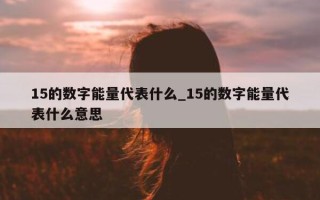 15 的数字能量代表什么_15 的数字能量代表什么意思