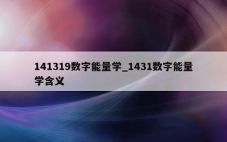 141319 数字能量学_1431 数字能量学含义