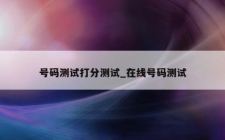 号码测试打分测试_在线号码测试