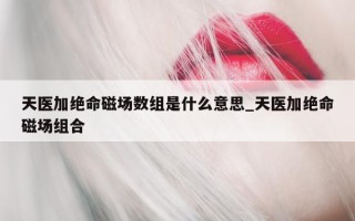 天医加绝命磁场数组是什么意思_天医加绝命磁场组合