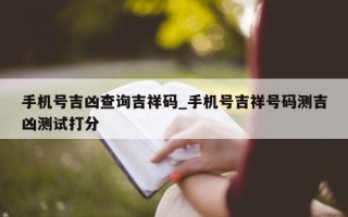 手机号吉凶查询吉祥码_手机号吉祥号码测吉凶测试打分