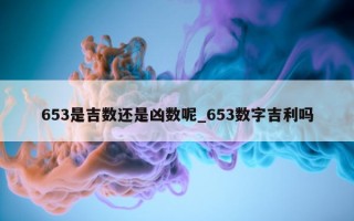 653 是吉数还是凶数呢_653 数字吉利吗