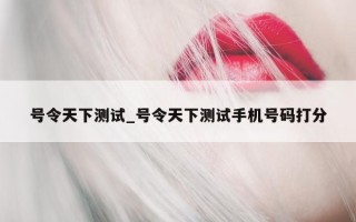 号令天下测试_号令天下测试手机号码打分