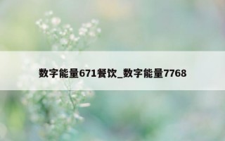 数字能量 671 餐饮_数字能量 7768