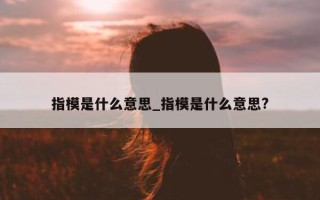 指模是什么意思_指模是什么意思?