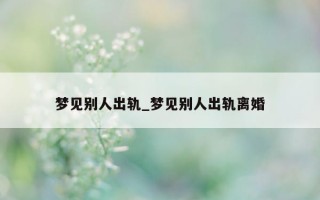 梦见别人出轨_梦见别人出轨离婚