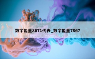 数字能量 8071 代表_数字能量 7867