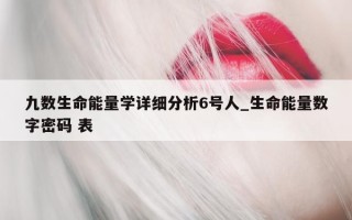 九数生命能量学详细分析 6 号人_生命能量数字密码 表