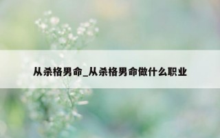 从杀格男命_从杀格男命做什么职业