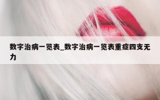 数字治病一览表_数字治病一览表重症四支无力