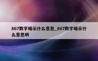 867 数字暗示什么意思_867 数字暗示什么意思啊