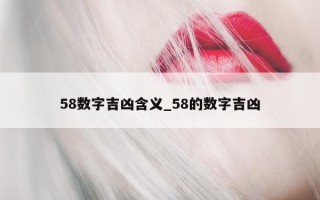 58 数字吉凶含义_58 的数字吉凶