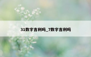 31 数字吉利吗_7 数字吉利吗