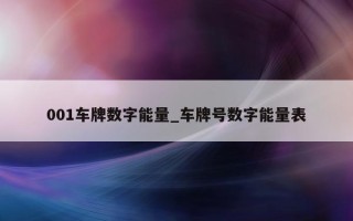 001 车牌数字能量_车牌号数字能量表