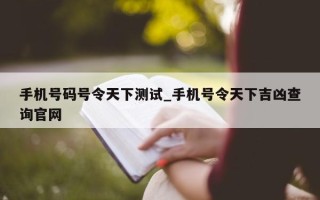 手机号码号令天下测试_手机号令天下吉凶查询官网