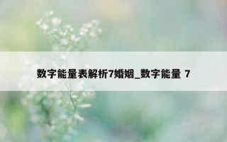 数字能量表解析 7 婚姻_数字能量 7