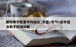 聚财数字能量号码组合_天医 + 生气 + 延年组合数字磁场详解