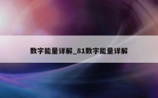 数字能量详解_81 数字能量详解