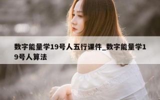 数字能量学 19 号人五行课件_数字能量学 19 号人算法