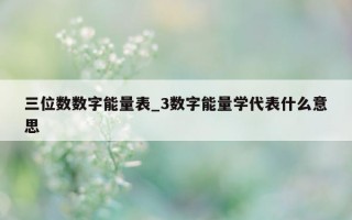 三位数数字能量表_3 数字能量学代表什么意思