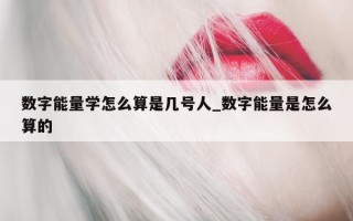 数字能量学怎么算是几号人_数字能量是怎么算的