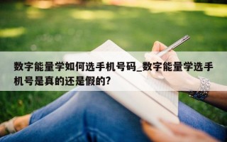 数字能量学如何选手机号码_数字能量学选手机号是真的还是假的?