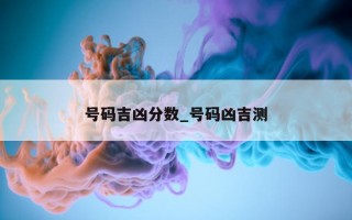 号码吉凶分数_号码凶吉测