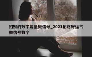 招财的数字能量微信号_2021 招财好运气微信号数字