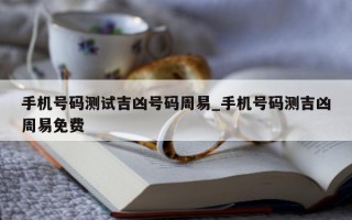 手机号码测试吉凶号码周易_手机号码测吉凶周易免费