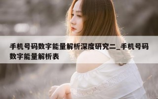 手机号码数字能量解析深度研究二_手机号码数字能量解析表