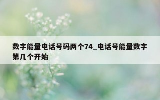 数字能量电话号码两个 74_电话号能量数字第几个开始