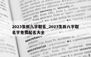 2023 生辰八字取名_2023 生辰八字取名字免费起名大全