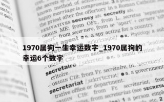 1970属狗一生幸运数字_1970属狗的幸运6个数字