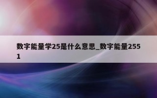 数字能量学 25 是什么意思_数字能量 2551