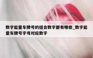 数字能量车牌号的组合数字都有哪些_数字能量车牌号字母对应数字