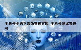 手机号令天下吉凶查询官网_手机号测试吉祥号