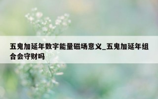 五鬼加延年数字能量磁场意义_五鬼加延年组合会守财吗