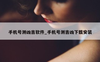 手机号测凶吉软件_手机号测吉凶下载安装