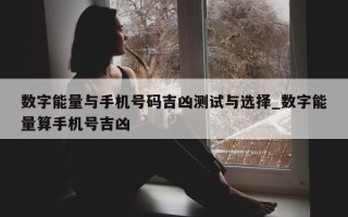 数字能量与手机号码吉凶测试与选择_数字能量算手机号吉凶