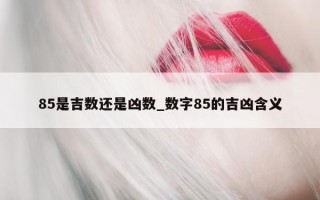 85 是吉数还是凶数_数字 85 的吉凶含义