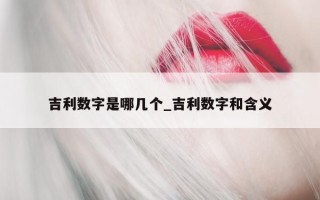 吉利数字是哪几个_吉利数字和含义