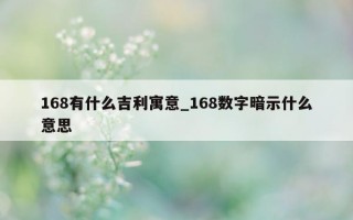 168 有什么吉利寓意_168 数字暗示什么意思