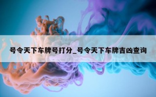 号令天下车牌号打分_号令天下车牌吉凶查询