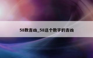 58 数吉凶_58 这个数字的吉凶