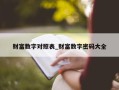 财富数字对照表_财富数字密码大全