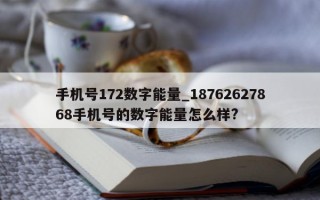 手机号 172 数字能量_18762627868 手机号的数字能量怎么样?