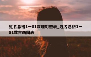 姓名总格 1 一 81 数理对照表_姓名总格 1 一 81 数吉凶图表