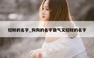 招财的名字_狗狗的名字霸气又招财的名字