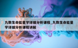 九数生命能量学详细分析课程_九数生命能量学详细分析课程讲解